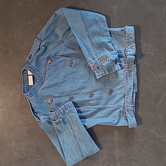 VINTAGE LIZ CLAIBORNE MOTO MILITARY STYLE JEAN JACKET - Picture 10 of 11